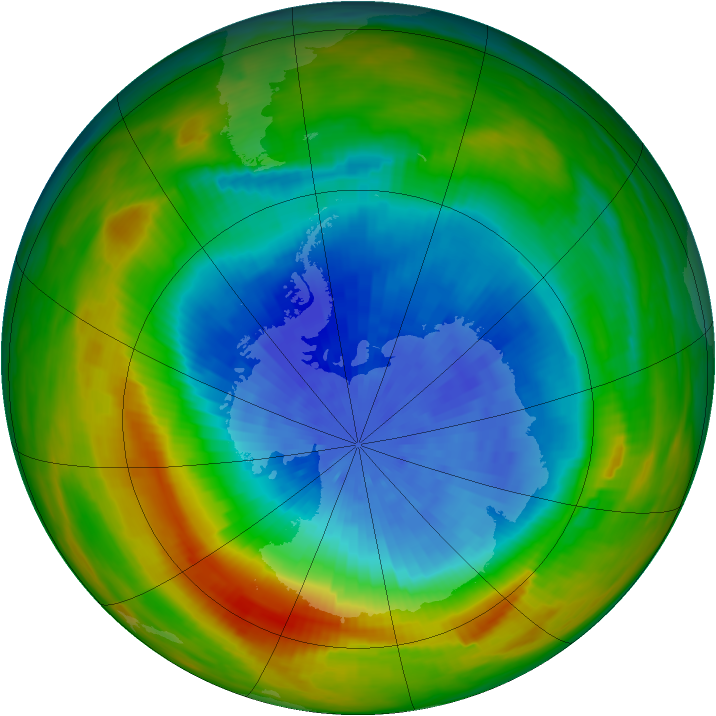 Antarctic ozone map for 28 September 1982